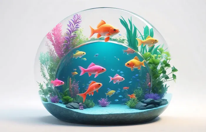 Beautiful 3D Fish Pot Artwork Design Illustration